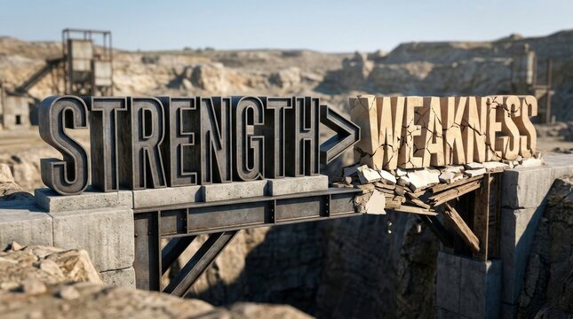 Strength Over Weakness Bridge Metaphor in Mountain Quarry