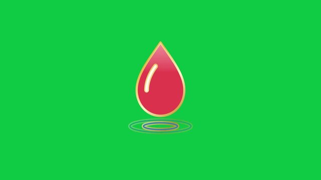 Water drop with ripples enamel pin transition on green screen