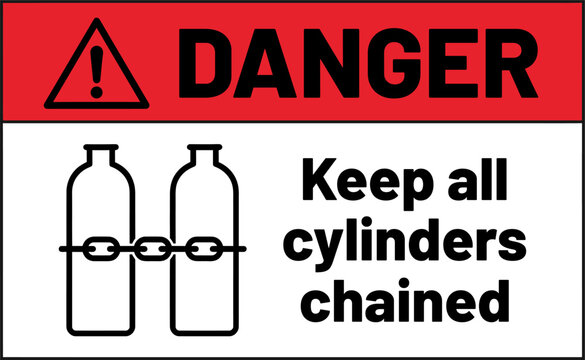 Danger keep all cylinders chained safety sign vector illustration   
