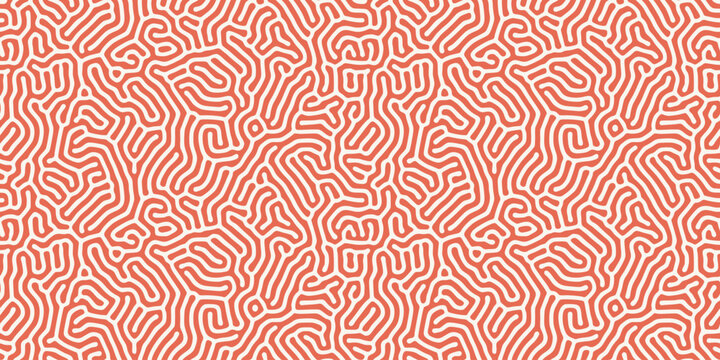 Turing Pattern Seamless Background. Abstract Coral Organic Vector Texture In Red White