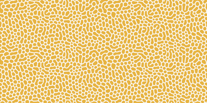 Turing Pattern Seamless Background. Abstract Organic Vector Texture In Yellow White