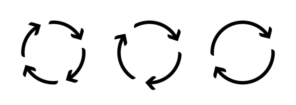 Circular arrow icon set isolated on transparent background. 4, 3, 2 rotating arrows for refresh, reload, repeat, redo, recycle, sync, loop, loading, circular process, and rotation symbols vector.