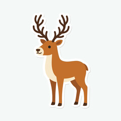 Stately brown deer with large majestic antlers standing proud for wildlife conservation and nature educational materials for children or woodland forest themes. © Rubab
