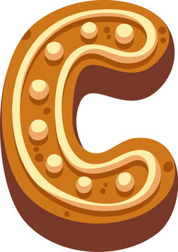 Cookie Letter C Iced Cartoon