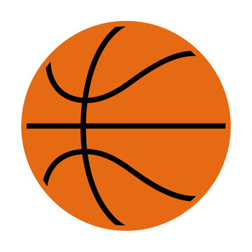 Classic orange basketball with black seam lines isolated on transparent background is ideal for sports branding tournament posters and physical education resources.