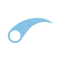 Blue comet icon with long starry trail and circular head represents celestial astronomical events and cosmic shooting star movement in night sky space exploration. © Rubab