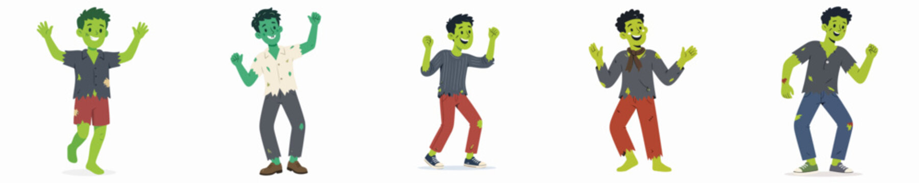 Vector illustration of a man dancing happily as a zombie at a Halloween