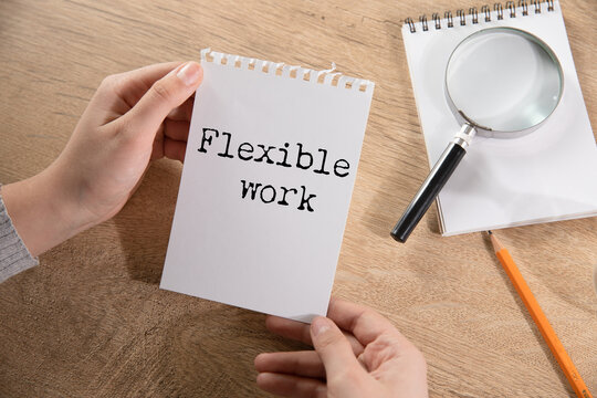 Flexible work text on paper business