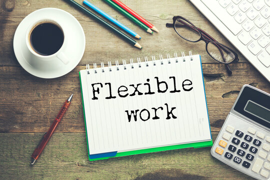 Flexible work text on paper business