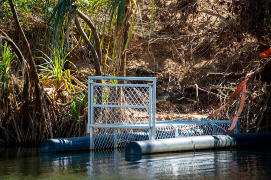 Floating Crocodile Trap in Katherine Gorge - Australian Northern Territory