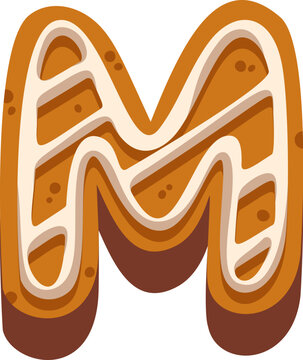 Cookie Letter M With Icing Cartoon