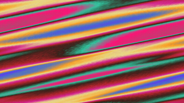 Vibrant diagonal seamless pattern featuring wavy multicolored stripes with a grainy texture and retro psychedelic abstract art style