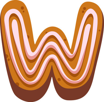 Cookie Letter W With Icing Cartoon
