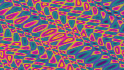 Fototapeta premium Vibrant abstract pattern featuring interlocking shapes and intense color gradients.