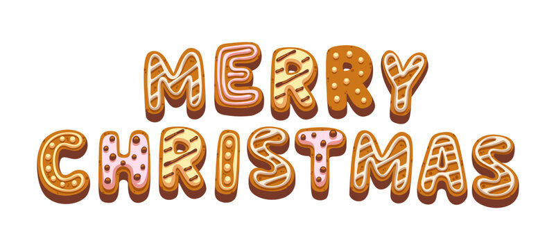 Gingerbread Letters Merry Christmas Typography