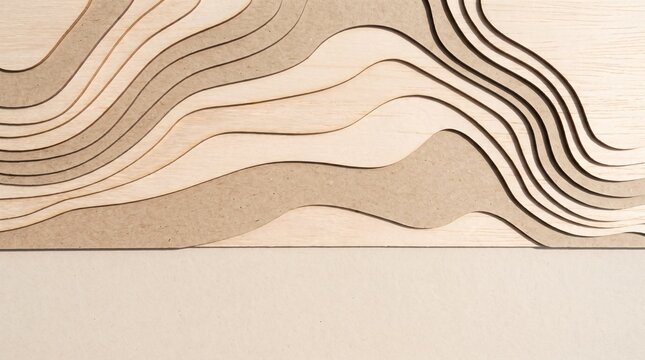 Architectural site model topography background with balsa wood layers, flat lay stepped contour relief on smooth paper for modern urban planning masterplan presentation and corporate banner