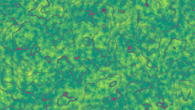 Vibrant green and magenta organic seamless pattern with irregular contour lines