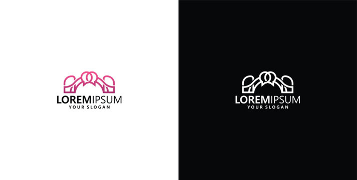 Creative key logo template design with unique abstract line art concept in vector illustration
