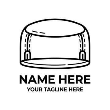 Simple outline logo template of a drum, name and tagline placeholder