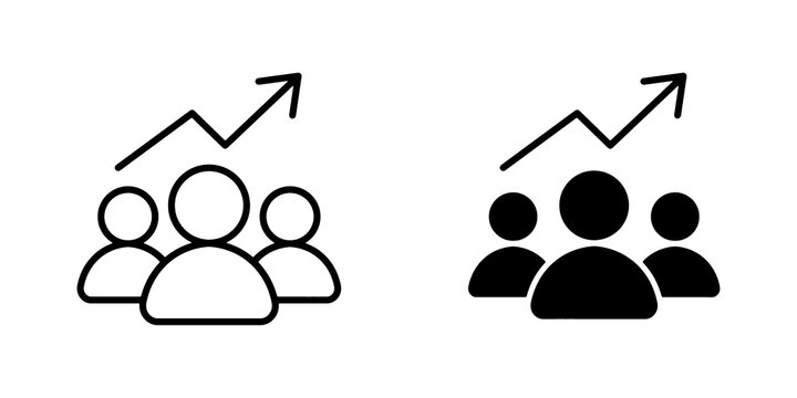 Team growth icon set. representing business development, teamwork progress, workforce expansion and leadership improvement. Vector illustration.