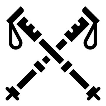 Trekking poles icon with solid style