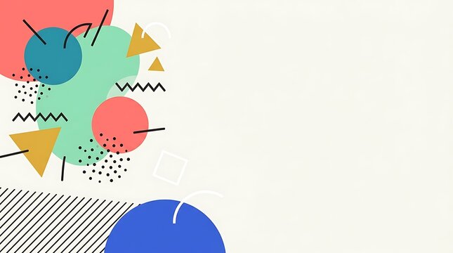 Retro memphis design abstract background with vibrant geometric elements and shapes