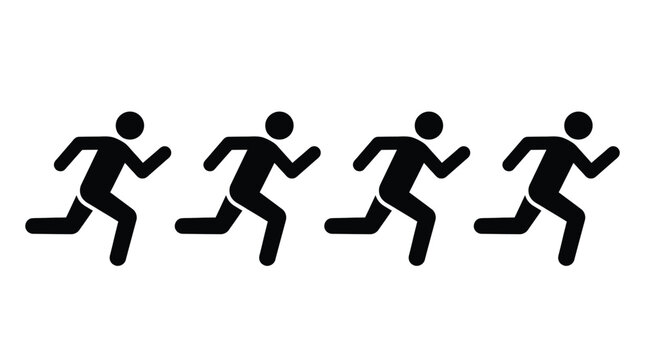 Running stick figures vector graphic illustration depicting fast motion and speed for athletic concepts