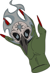 Fototapeta premium Hand Hold Crow Skull