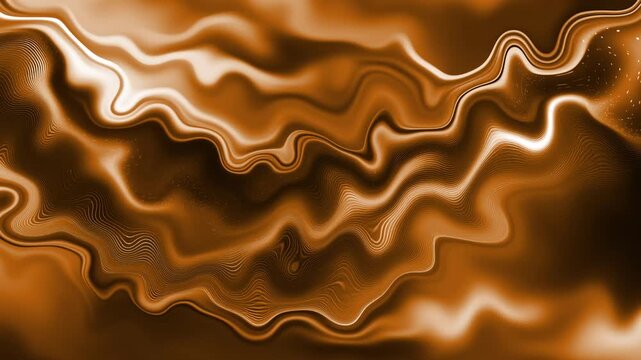 Abstract fluid marble texture with warm copper and gold waves background animation