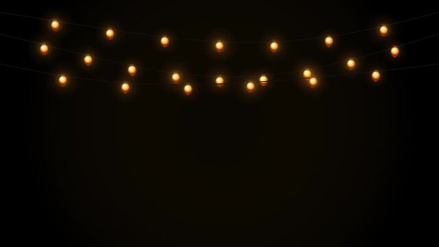 Warm glowing string lights holiday party background loop