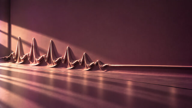 Cardiac Arrest and Flatline Concept Visualized as Sculptural Fabric Waves