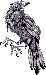 Fototapeta premium Gothic Raven Sketch