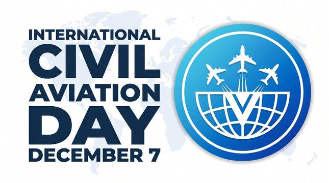 International Civil Aviation Day banner design with airplanes and glob
