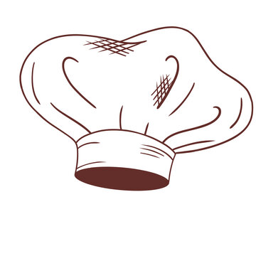 Traditional baker chef hat toque line art vector illustration isolated on background