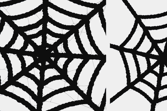 Black Spider Web Pattern Isolated On White Background