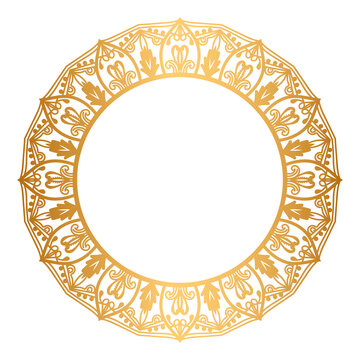 Golden circle mandala frame border