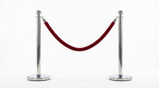 Shiny metal stanchion posts with a luxurious red velvet rope for vip event crowd control and queue management
