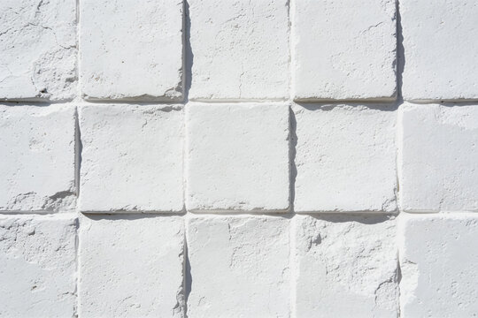 White Rough Stone Tiled Wall Texture Background