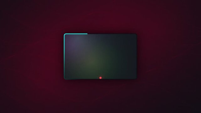 Futuristic UI dashboard card animated on dark red background. Features a glowing cyan border and red dot moving along sine waves. Ideal for modern technology, data analysis, HUD and web app design.