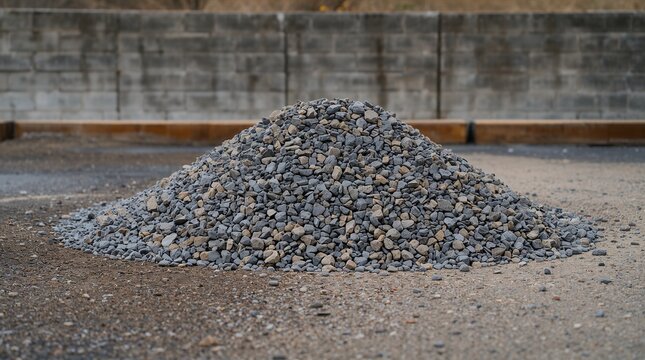 Crushed Stone Gravel Pile at Commercial Construction Site