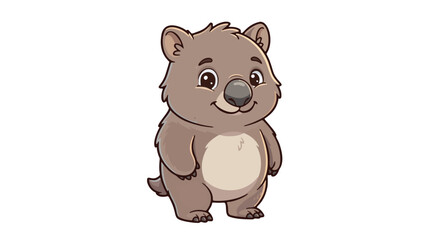 Obraz premium Cute commercial vector illustration of an adorable friendly wombat character with a chunky rounded body and soft fur, isolated on a pure white background.