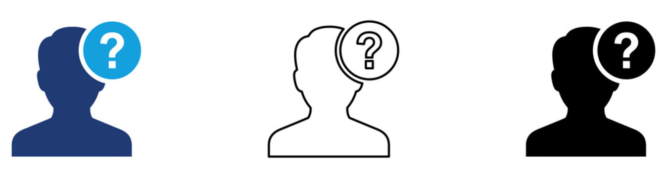 Multicolor User Inquiry Icon Set with Filled and Outline Styles for Customer Questions Information Requests Help Services and User Support Assistance Isolated on Transparent Background