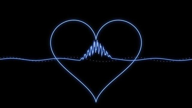 Glowing Neon Blue Heart Audio Spectrum Pulse Loop