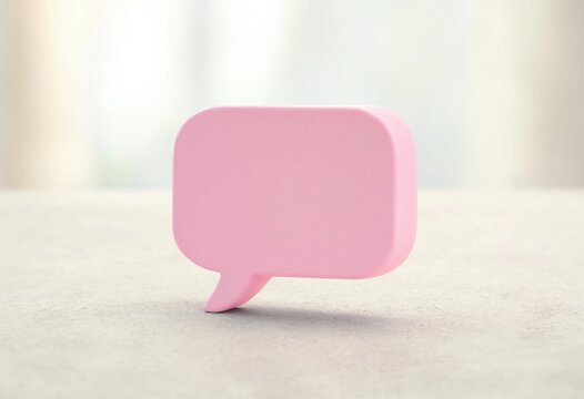 Minimalist pink and white 3D speech bubble icons representing communication, messaging, dialogue, feedback, and social interaction for websites, apps, interfaces, and digital projects.