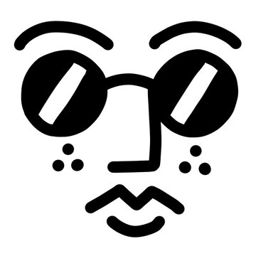Sly smirking face with glossy eyes, sweat drops, mischievous edgy expression