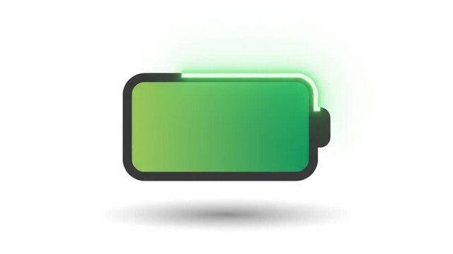 Green half full battery life icon on white background