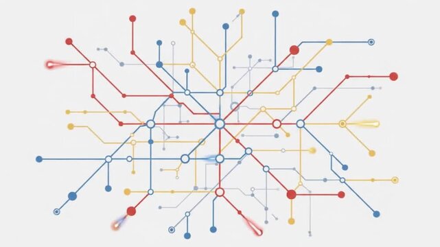 abstract colorful network map and digital connection diagram