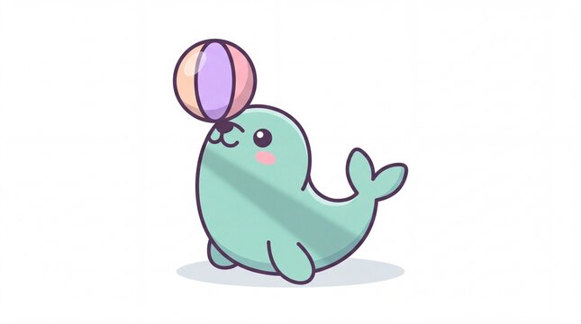 Kawaii animals seal with ball vektor illustration