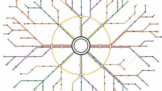 Minimalist abstract compass and radial geometric design on white