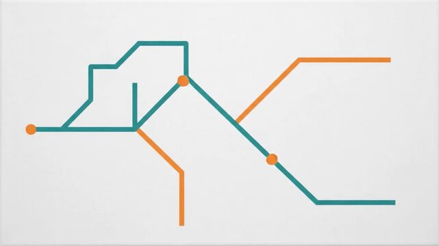 Minimalist teal line graphic and abstract geometric design on white